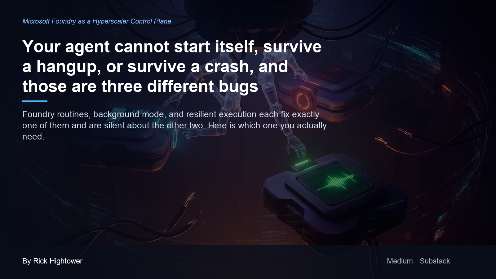 Cover image for “Your agent cannot start itself, survive a hangup, or survive a crash, and those are three different bugs” by Rick Hightower