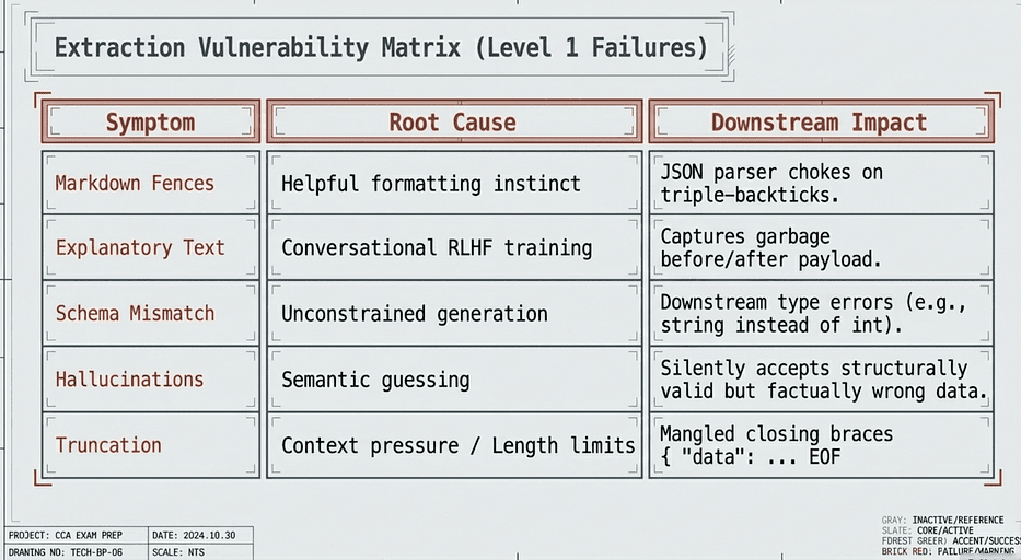 CCA — Claude Certification Exam — Relying on Prompting for JSON — Problems