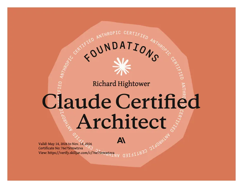 Rick is a Claude Certified Architect and working on agent frameworks and AI harness engineering.