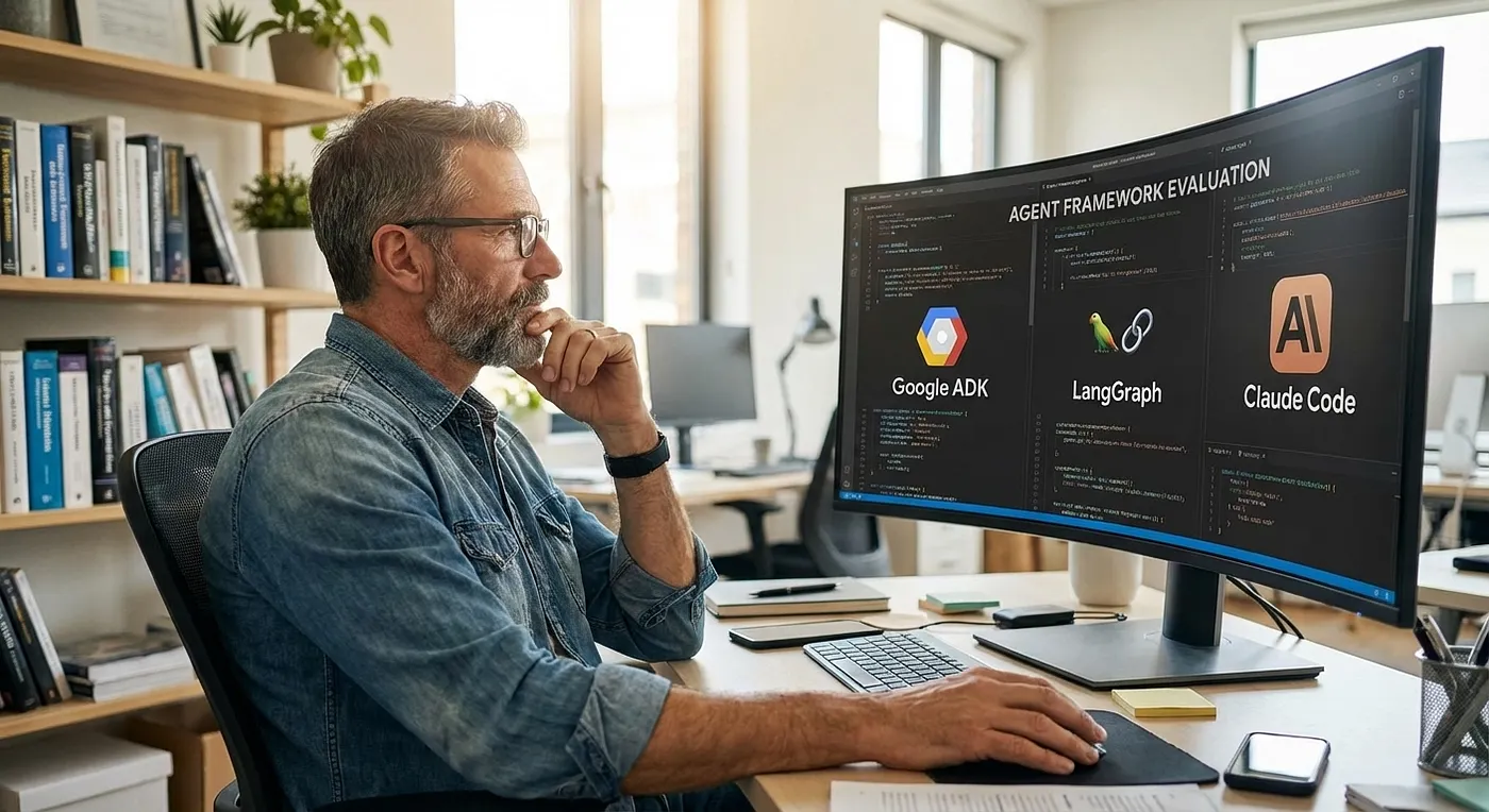 Cover image: A battle-tested developer evaluating Google ADK alongside LangGraph and Claude Code agent frameworks
