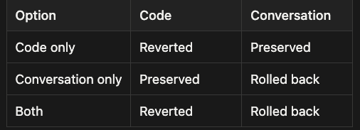 Rewind options interface